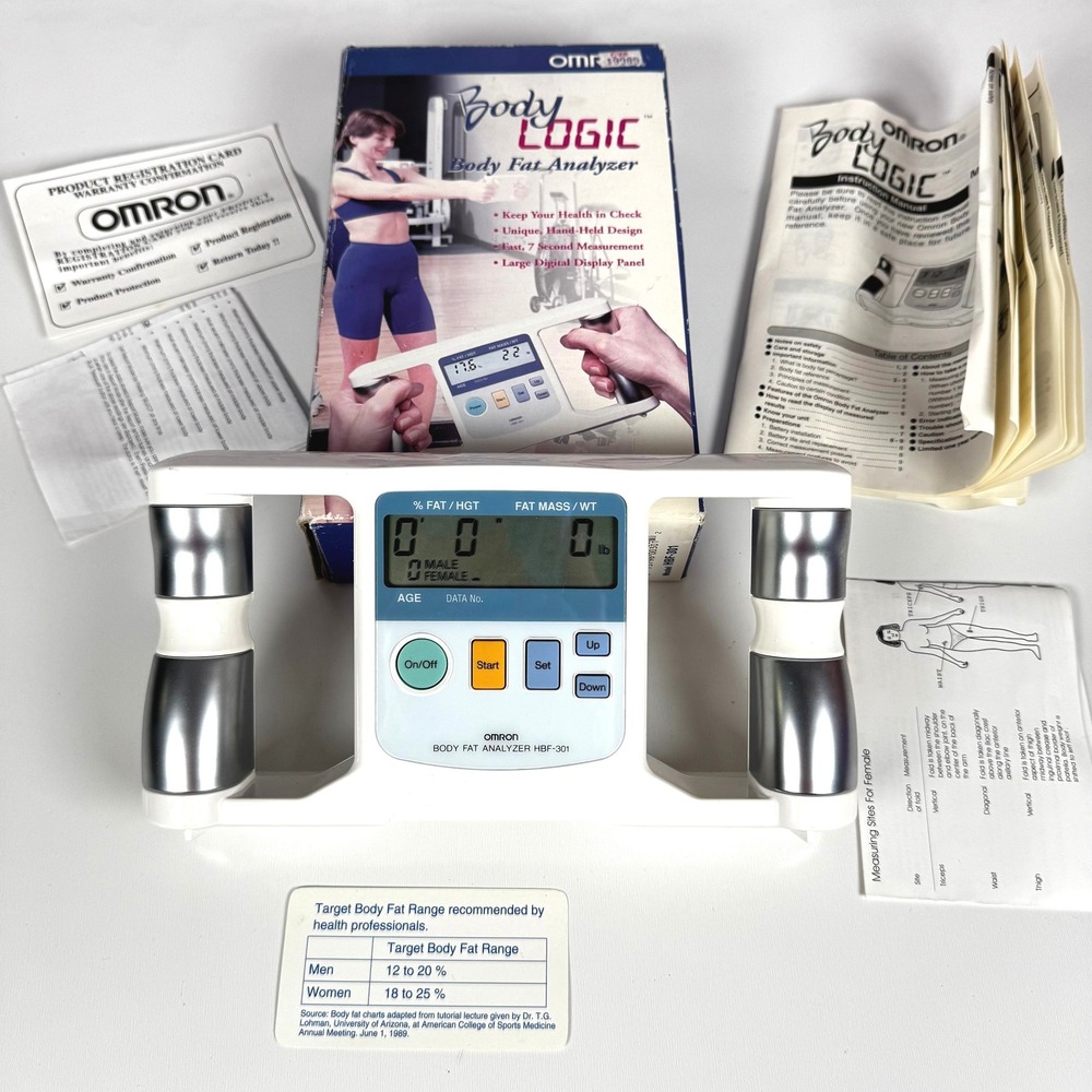 Omron Body Logic Body Fat Analyzer Handheld HBF-301 Works MISSING BATTERY COVER